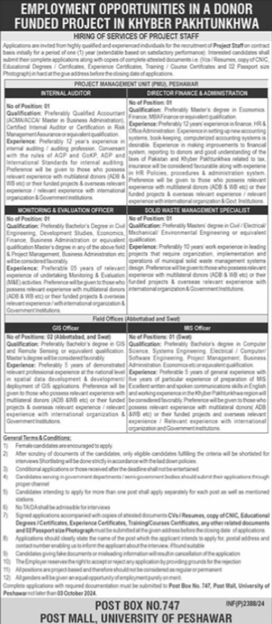 University Of Peshawar UOP Jobs 2024 