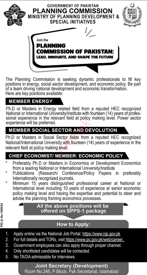 Planning Commission Islamabad Apply Jobs 2024